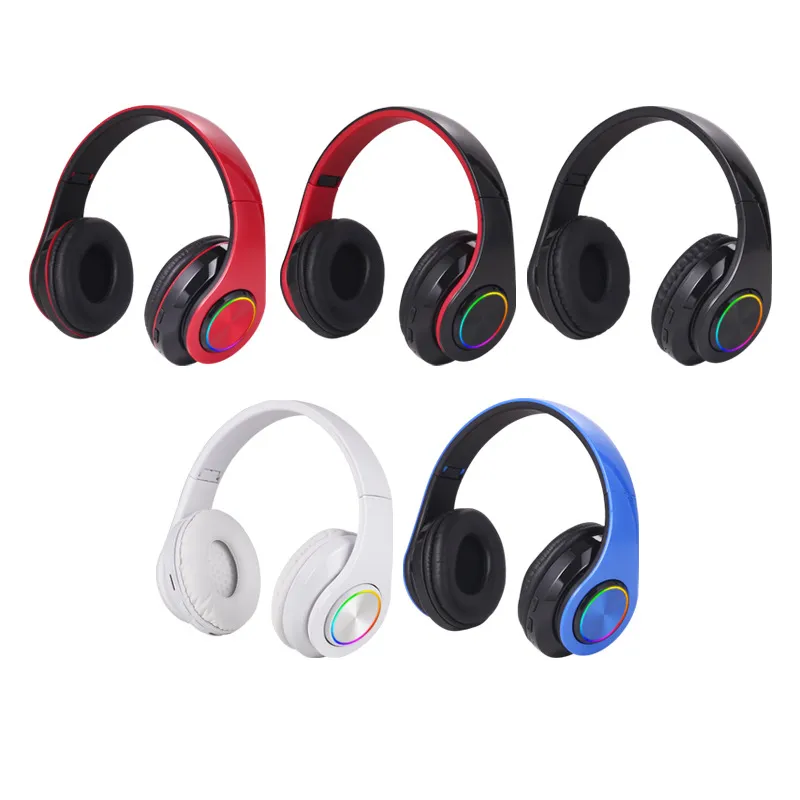 B39 Wireless Bluetooth Headphones – Over-Ear Gaming Headset with Colorful LED Lights, Foldable, Deep Bass, Built-in Mic for Sports & Phone